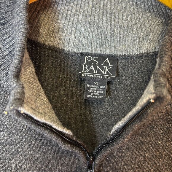 Jos. A. Bank NWOT Charcoal Gray Lambswool Blend 1/4 Zip LS Sweater Size XL - Picture 5 of 11